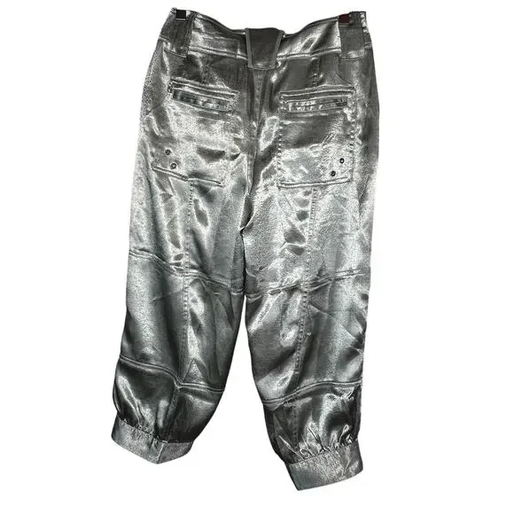 Free people light green satin cropped pant size 2 4 - Picture 9 of 12